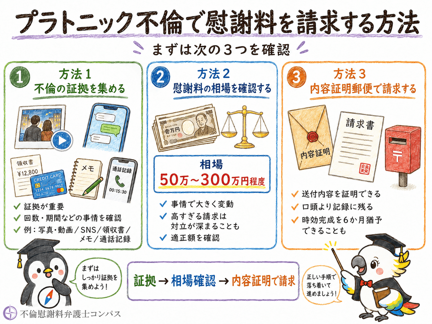 ７章　プラトニック不倫で慰謝料を請求する方法３つ